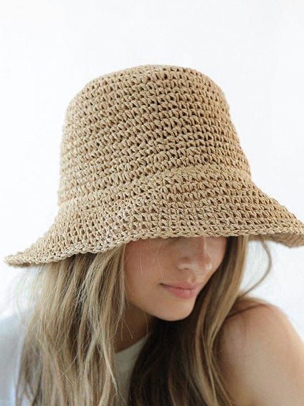 Sal Crochet Bucket Hat in Natural - Women's Sun Hat